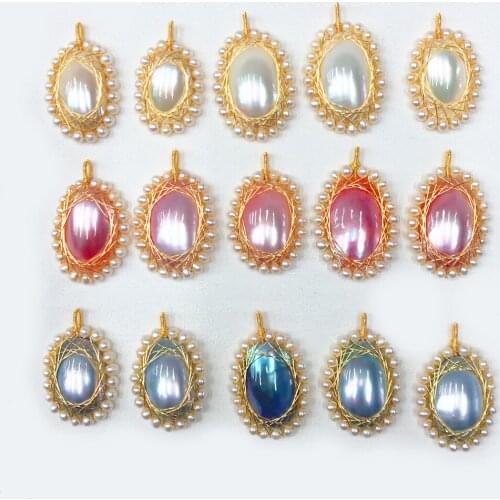 Pendant New Design DIY Jewelry Accessories Natural Pearl Slice Pendant Handmade Copper Wire Weaved Small Pearl Pendant Jewelry