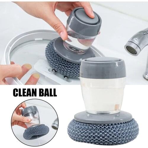 Multifunctional Pressing Cleaning Brush Built-in Liquid Storage Tank Kitchen Dishwashing Pot Brush ALS88