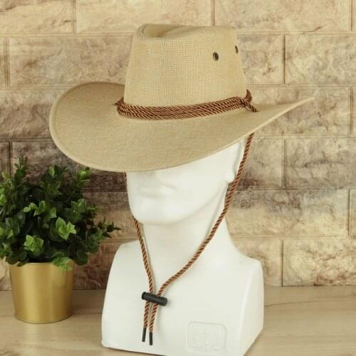 Summery Western Cream Rope Belt Men 'S Fedora Hat