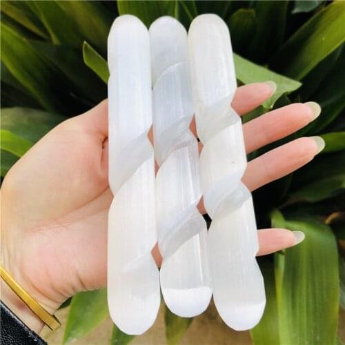 Natural White Gypsum Selenite Single Point Wand Carving Crystal Gemstone Reiki Chakra Healing Gift