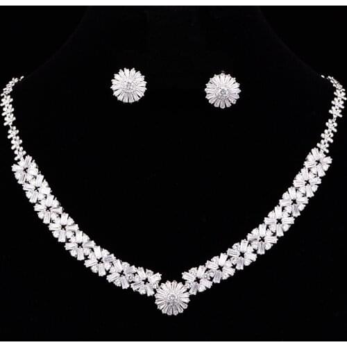 New Arrival Round Cubic Zirconia Jewelry Set For Bridesmaid Wedding Necklace Earrings Set Wife Gift CZL-6178