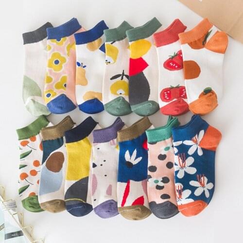 New Fashion Women Cotton Cartoon Fruit Ankle Socks Summer Japanese Avocado Cute Boat Socks Casual Soft Girls Short Socks