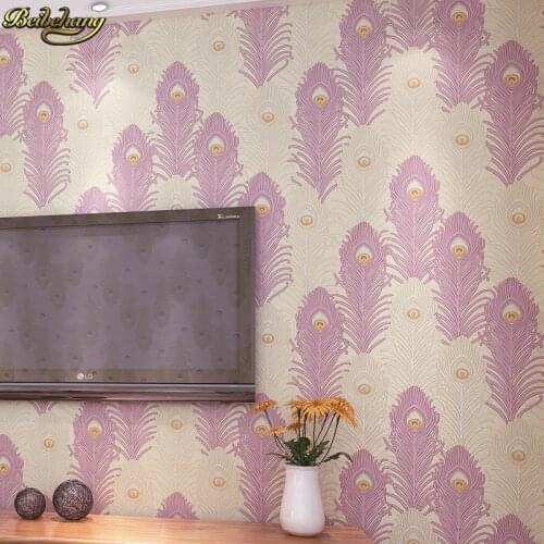 Beibehang Living Room Bedroom TV papel de parede Modern Simple Embossed Foam Feathers Environmental Non wovens Wallpaper