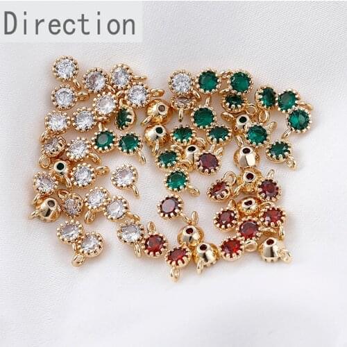 Single hanging round color 18K Gold Plated 18K gold ornament Mini zircon DIY Bracelet Necklace Pendant