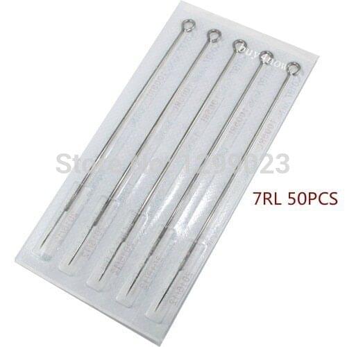 7RL 50PCS/Set Disposable Sterilized Tattoo Needles Stainless Steel Round Liner tattoo needle for tattoo grip tattoo machine