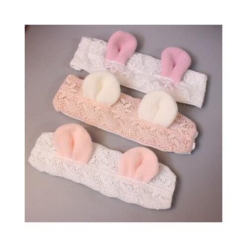 Baby Girl Headband Infant Hair Accessories Bear Ears Newborn Headwear Ears wide lace Headband Headwrap Gift