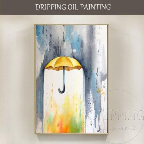 Hot Selling High Quality Abstract Modern Umbrella Oil Painting Hand-painted Yellow Umbrella Oil Painting for Wall Decoration