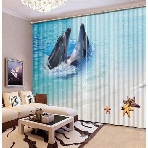 Luxury 3D Window Curtains Living Room wedding bedroom ocean curtains dolphin curtain