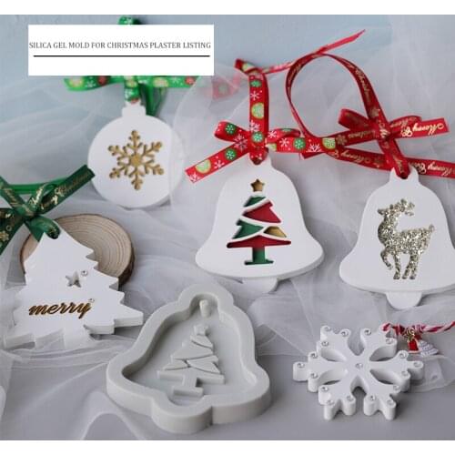 Christmas Tree Candle Silicone Mold DIY Snowflake Elk Aroma Gypsum Plaster Handmade Soap Gypsum Mold For Car Pendant