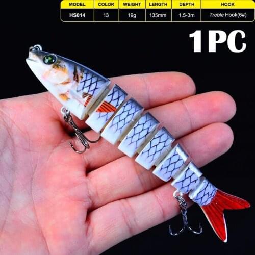 1pc 8 Sections Fishing Lure 0.69oz-19g 13cm-5.22" Swimbait Fishing Hard Bait Wobbler 6# Hook Fishing Tackle