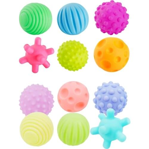 6Pcs Kids Children Infant Textured Multi Balls Colorful Grab Skills Sensory Touch Hand Balls Toys Infant Sensory Balls Gifts