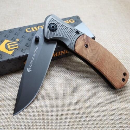 High Quality Damascus steel Folding Knife Sandalwood Handle Outdoor Hunting Self Defense Knife Hardness Portable Fruit Knife EDC