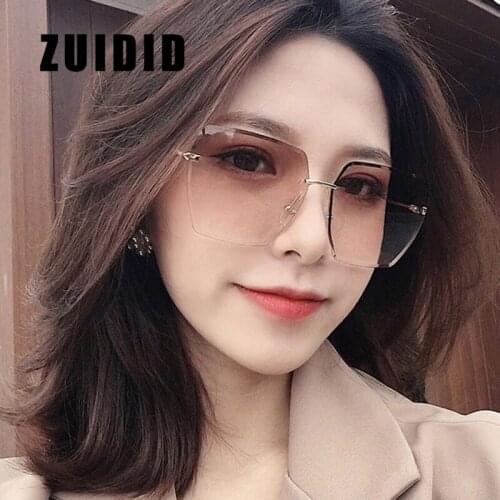 ZUIDID Fashion Popular Rimless Square Sunglasses Women Men Brand Designer Vogue Personalized Female Sun Glasses UV400