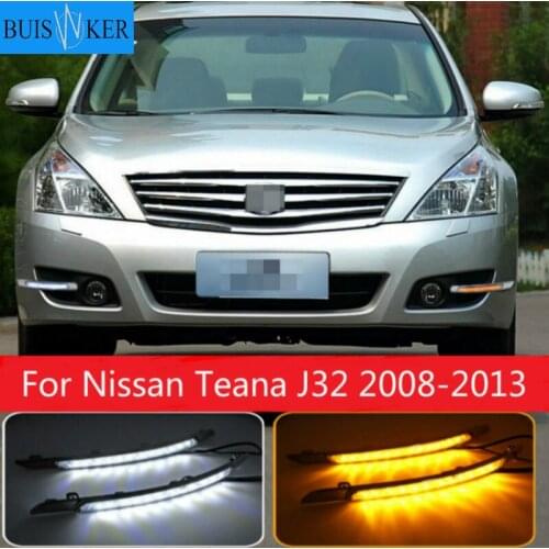 LED Daytime Running Light For Nissan Teana J32 2008 2009 2010 2011 2012 2013 Yellow Turn Signal Relay Waterproof Car 12V LED DRL