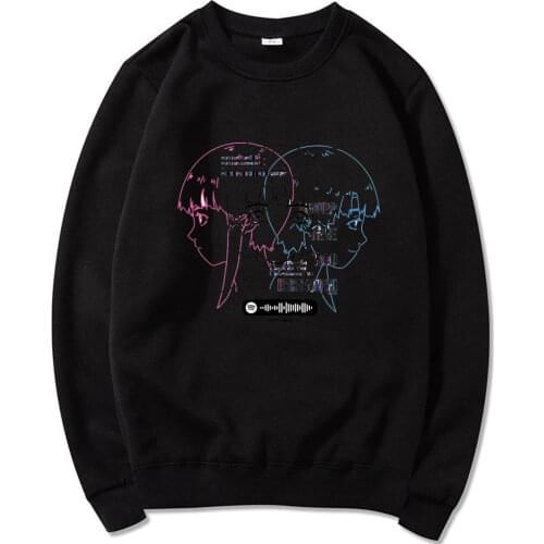 Glitch Serial Experiments Lain Sweatshirt men TV street Harajuku pullover Spring long-sleeved Sweatshirt Animated print pullover