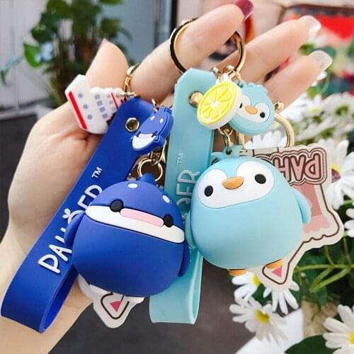 Cute Anime Animal Key Button Trendy Girl Bag Hanging Pendant Car Key Chain Creative Fox Cow Crab Whale Doll Keyring Wholesale