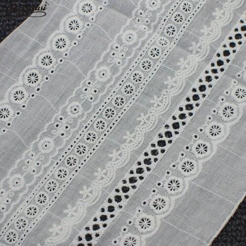 YACKALASI 100% Cotton Lace Fabric Eyelet Embroidery Lace Ribbon Swiss Cotton Voile Sewing Apparel Trims Appliqued White 15CM