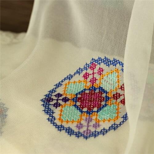 Jacquard&Embroideried Silk Georegette fabric,beaded&sequins,colorful,transparent,sewing for scarf,dress,shirt,craft by the yard