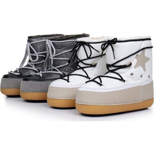 Womens Ski Boots Snow Boots Winter Cold-proof Boots Warm Mid-calf Cotton Shoes Slip-resistant Space Boots kids Snow Boots