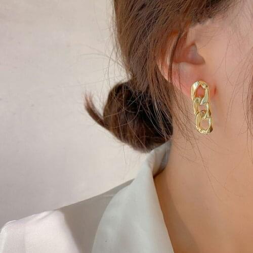 Womens Earrings Chain Drop Pendant Earring Gold Silver Color Vintage Metal Retro Earrings 2021 Trendy Fashion Female Jewelry