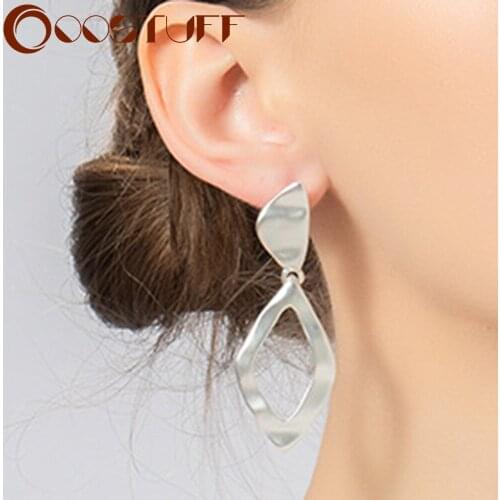 2021 Silver Color Geometric Stud Earrings Korean Unusual Things brinco Decorative Body Jewelry for Women Suspension Pendientes