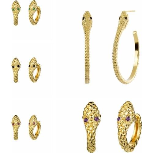 AIDE Wholesale 2021 925 Silver Earrings For Women Gold Jewelry Colorful Snake Drop Earrings Girl Piercing Hanging Earring Joyero