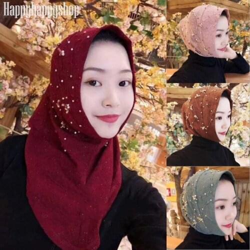 Womens Fashion Headwear Party Hijab Muslim Islamic Instant Hijab Cap Headwrap Scarf Arab Turban Hat Amira Shawls