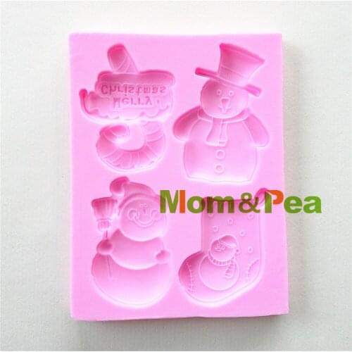 Mom&Pea 0943 Free Shipping Christmas Snowman Shaped Silicone Mold Cake Decoration Fondant Cake 3D Mold Food Grade