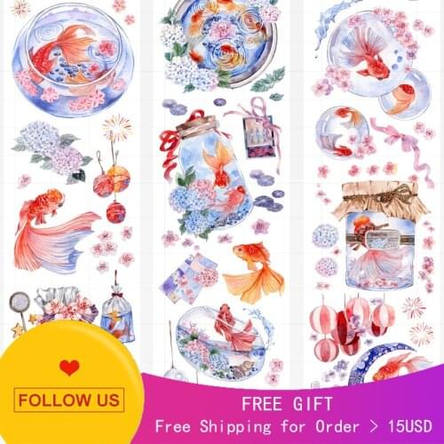 1 Loop Fish Decorative Washi Tape Sample Goldfish Fireworks Release Paper