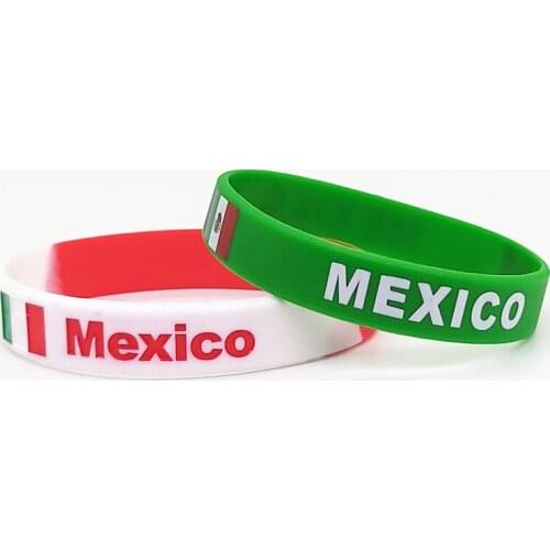 1pc Mexico Flag Bracelet Men Women Friendship Sports Silicone Wristband Motivational Rubber Wrist Band Bangle Cuff Accessories