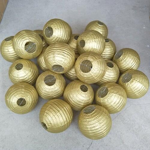 10/15/20/25/30/35/40cm Glod Silver Chinese Round Paper Lanterns for Wedding Event Party Decor Holiday Supplies hanging lantern