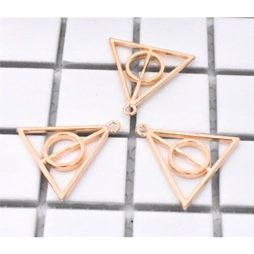 10pcs Charms Hallows Deathly 32*31mm KC Gold Color Plated Pendants Making DIY Handmade Jewelry
