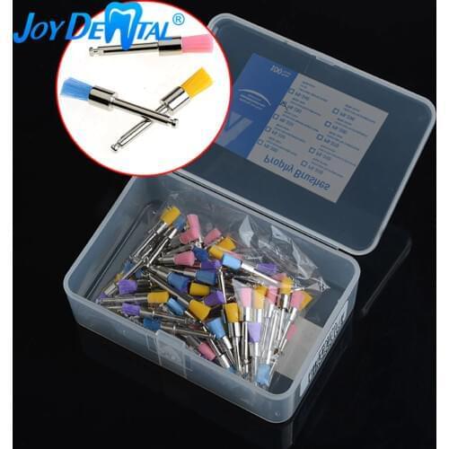100pcs/Box Dental Colorful Nylon Bowl Polishing Polisher Prophy Brushes Flat Type Single Use Latch Type (RA)