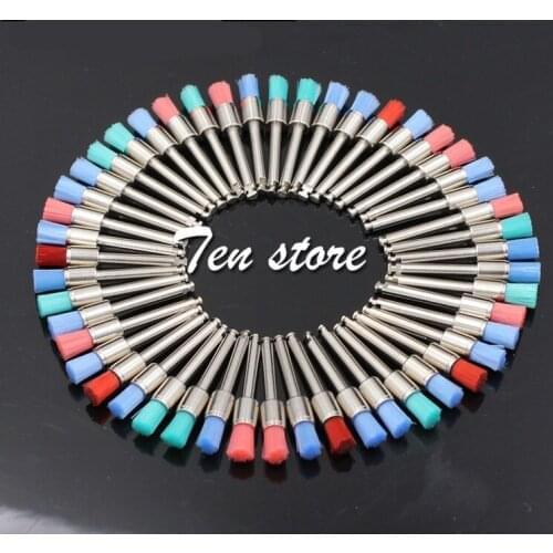 100pcs Dental Low Speed Polishing Brush Buffing Cup Engraved Flat Head Flat Toothbrush Colorful Brush For Low Speed Against Angl