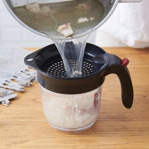 1000ML Practical Fat Separator Bottom Release Gravy Oil Soup Fat Separator With Strainer Filter Bowl Kitchen Tools Cooking Tools