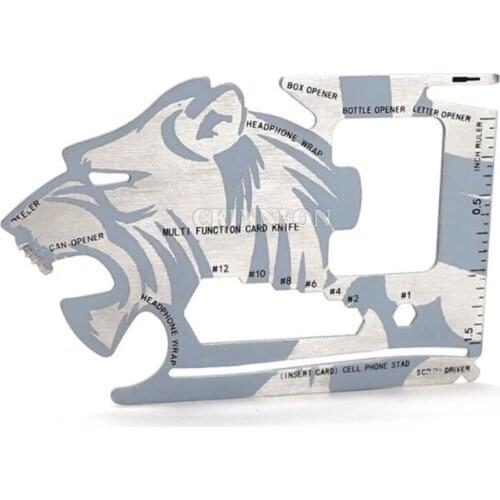200Pcs/Lot Credit Card Knife Pocket Knife Mini Wallet Lion Survival Knife Bottle Opener