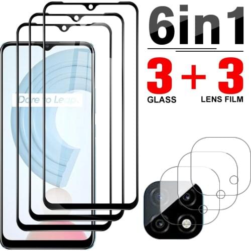 6in1 Full Cover Screen Protector For Realme C21 Tempered Glass Case For Realme C11 2021 C25 C25S C20 C12 C15 Lens Protect Film