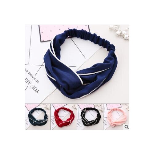 60pcs/lot DIY Multi Fabrics Cross Head Band Pure Colors Wide HeadBands Styling Accessory HA1110