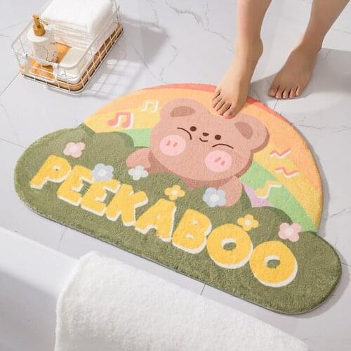 60x90cm Cartoon Cloud Semi-circle Bathroom Carpet Absorbent Mat Home Living Room Rugs and Carpets Pink Rug Bed Room Anime Rug