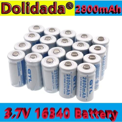 New 3.7V 2800mAh Lithium Li-ion 16340 Battery CR123A Rechargeable Batteries 3.7V CR123 for Laser Pen LED Flashlight Cell