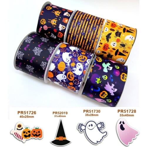 Choshim accessories 10 Yards Per Size Halloween Ribbon Printed Grosgrain Ribbon DIY Bow Bag Material 42707
