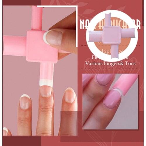 Four Sizes Nail Art Applicator Nail Layered Two-color Dividing Line Simple Reusable Compact Easy To Apply Nail Polish Pink TSLM1