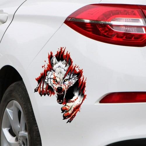 15*10.6CM 3D Wolf Cartoon Car Sticker Decal PVC Film Accessories on Auto Motorcycle Hemlet Wall Window Glass