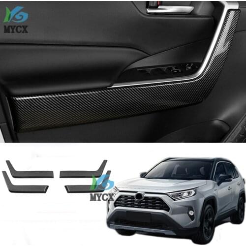 Car Interior ABS carbon fiber pattern Sticker Inside Door Molding Trim Strip Decoration For Toyota RAV4 RAV 4 XA50 50 2019 2020