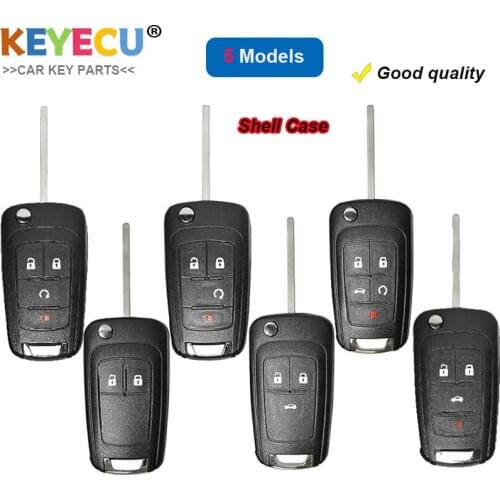 KEYECU Flip Remote Control Car Key Shell Case for Chevrolet for Opel for Buick Encore Regal, Fob 2 3 4 5 Buttons - HU100 Blade
