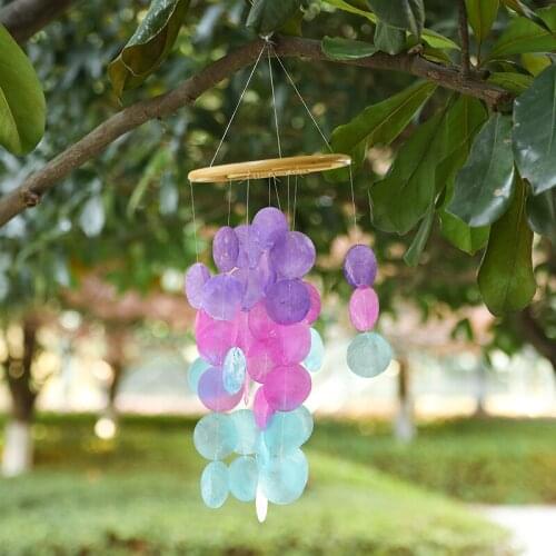 Shell Piece Wind Chime Colorful Blessing Hanging Decor for Outdoor Window Garden 56*17cm can CSV