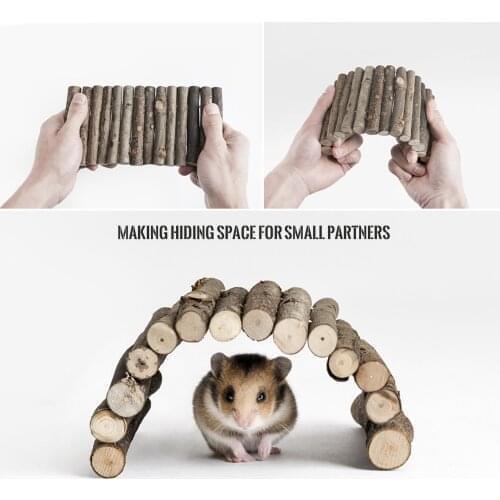 Pet Hamster Small Wooden Bridge Sleeping Nest Adjustable Enclosure Cage Equipment Tortoise Lizard Hedgehog Shelter Ladder X8