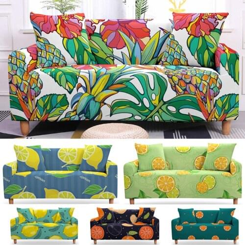 Fruit Corner Sofa Cover Strech Sofa Cover Elastic Couch Cover L Shape Slipcover 1/2/3/4 Seater Living Room Decoration