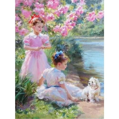 Scenery diamond art painting children girls portrait mosaic embroidery picture puzzle rhinestones sticker decor beadwork craft