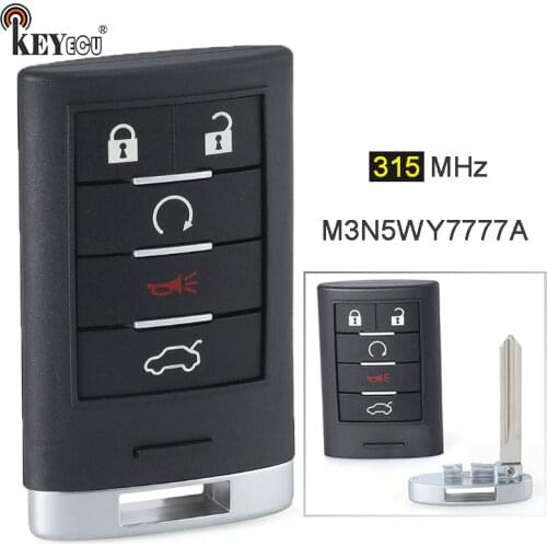 KEYECU 315MHz M3N5WY7777 Keyless Smart Remote Key 4+1 5 Button Remote Key Fob for Cadillac CTS 2008-2015 STS 2008-2011